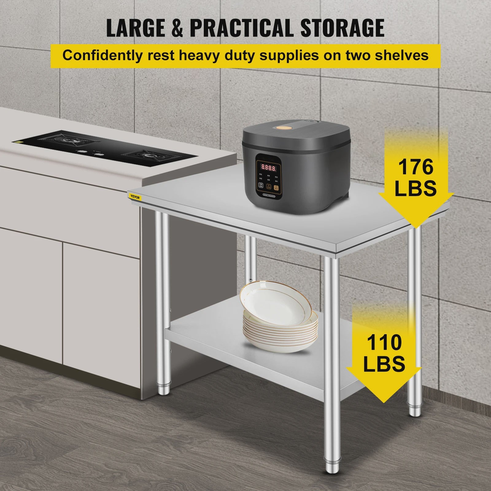 Professionele RVS Werkbank met Onderblad - Ideaal voor Keuken, Horeca & Garage