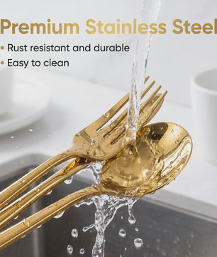 Gouden Bestekset 24 Delig - Luxe Stainless Steel Tafelbestek voor 6 Personen