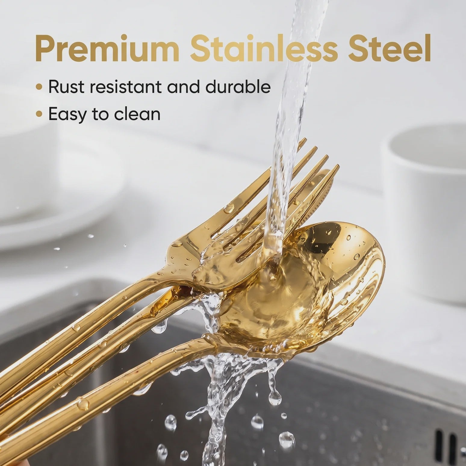 Gouden Bestekset 24 Delig - Luxe Stainless Steel Tafelbestek voor 6 Personen