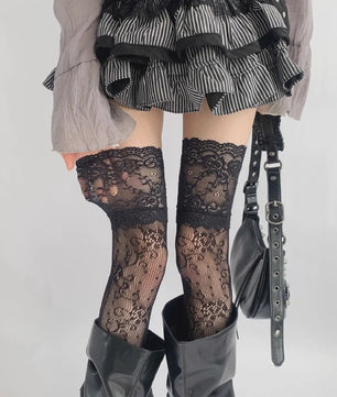 Luxe Kant Dijhoge Kousen - Elegante Over de Knie Sokken voor Dames & Lolita Stijl