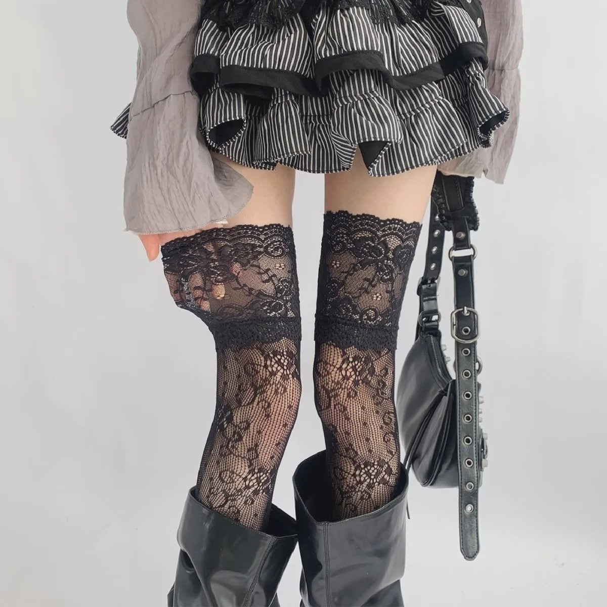 Luxe Kant Dijhoge Kousen - Elegante Over de Knie Sokken voor Dames & Lolita Stijl