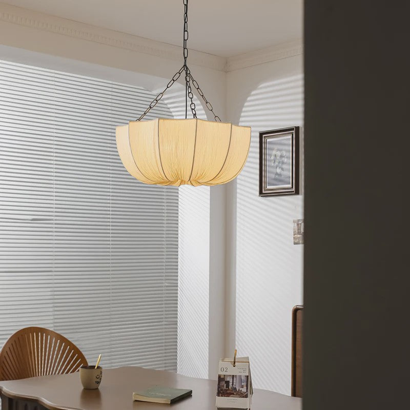 Nordic Wabi Sabi Stof Plafondlamp - Sfeervolle Hanglamp voor Woonkamer, Eetkamer & Slaapkamer