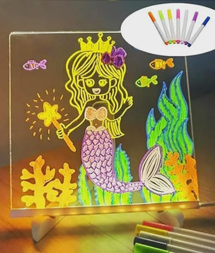 LED Teken- en Notitiebord met Nachtlampje - Kleurrijk DIY Krijtbord voor Kinderen