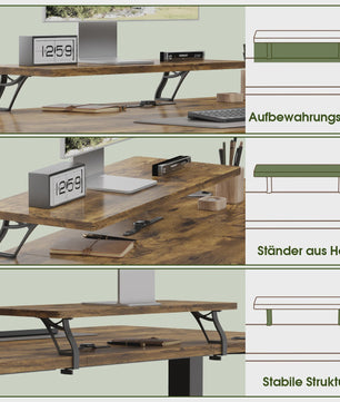 Devoko Elektrisch Inhoogte Verstelbaar Bureau 120x60cm met Monitorstandaard & Geheugenfuncties - Ergonomisch Sta-Buro (Wit)