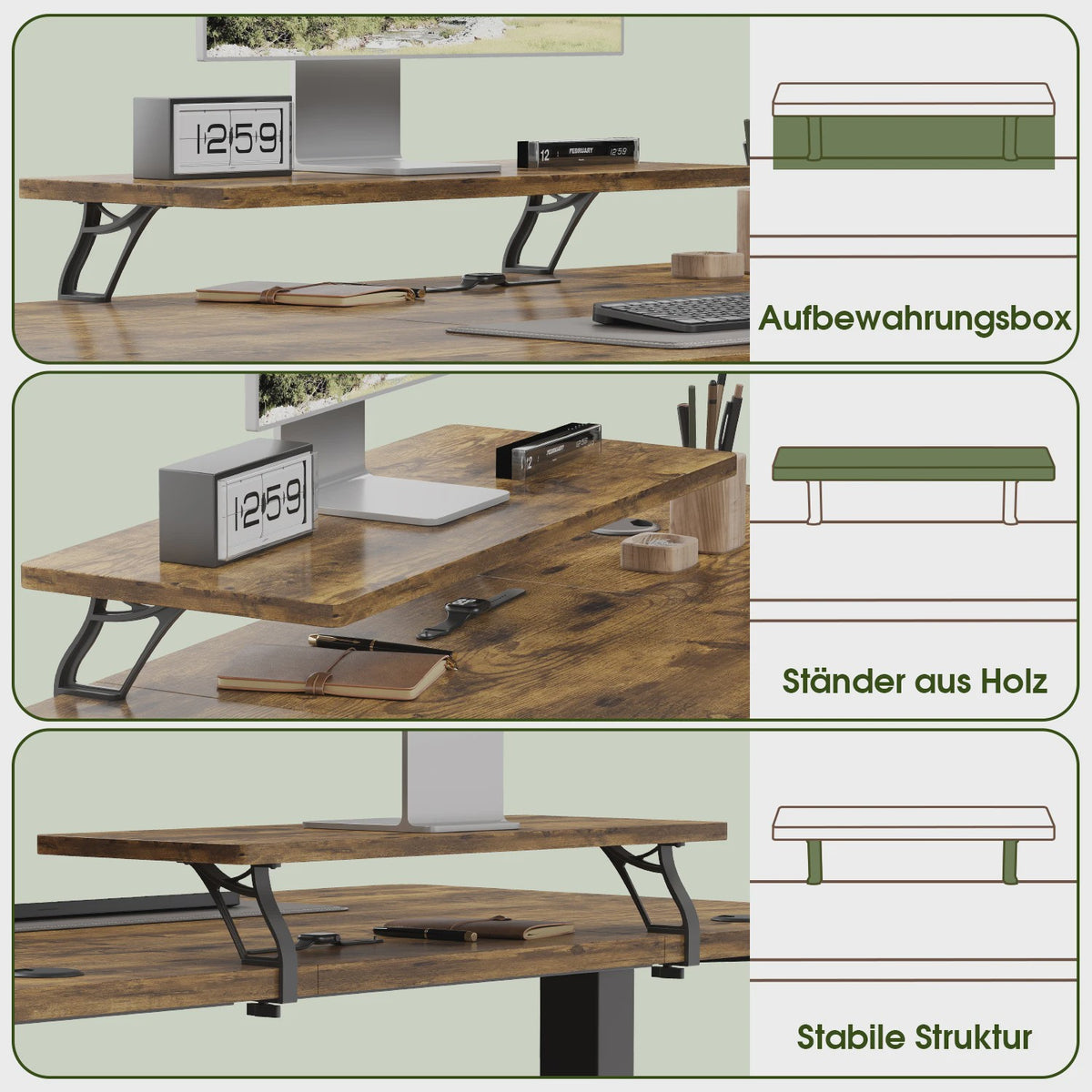 Devoko Elektrisch Inhoogte Verstelbaar Bureau 120x60cm met Monitorstandaard & Geheugenfuncties - Ergonomisch Sta-Buro (Wit)