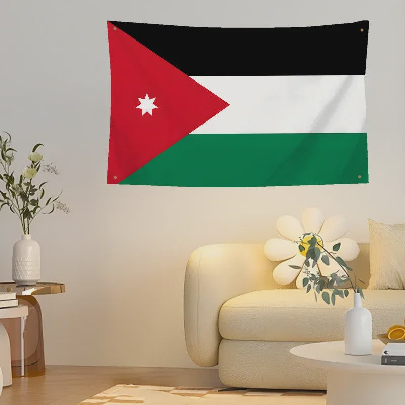 Jordanese Vlag Banner - Polyester - 4 Oogjes - Buiten & Binnen Decoratie