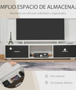 Stijlvol TV Meubel met 2 Lades en Open Vak - Max 60 inch TV