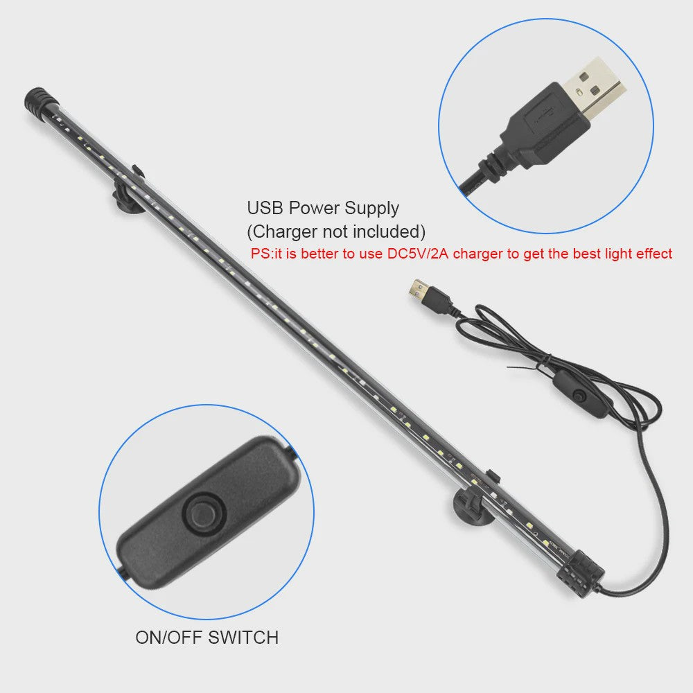 Waterdichte USB LED Aquarium Verlichting - Plantengroei & Decoratie (18-58cm)