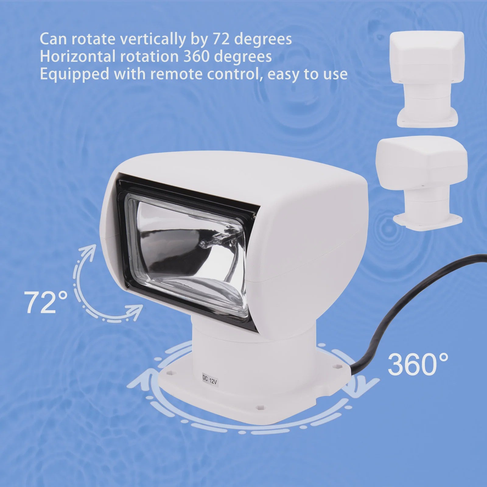 12V 100W Marine Afstandsbedienbare Spotlight - 2500LM Krachtig Zoeklicht voor Boot, Jacht, Auto