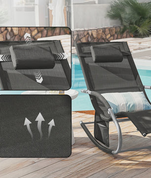 Comfortabele Schommelstoel Lounger met Hoes en Opbergvak - Ademend Textiel voor Tuin & Terras