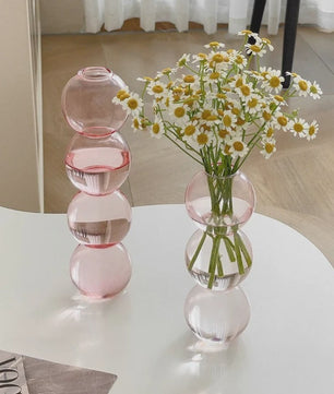 Nordic Kleurrijke Glazen Vaas - Bubble Design voor Hydroponische Planten & Bloemen