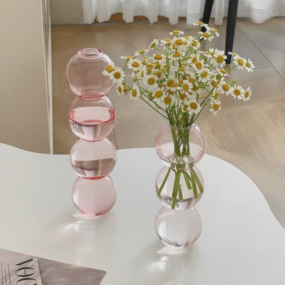 Nordic Kleurrijke Glazen Vaas - Bubble Design voor Hydroponische Planten & Bloemen