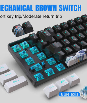 Compact 60% Mechanisch Gaming Toetsenbord met Blauwe Switches en Zee Blauw Backlit