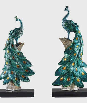 Luxe Pauw Beeldje van Hars - Decoratief Ornament voor Huis en Kantoor