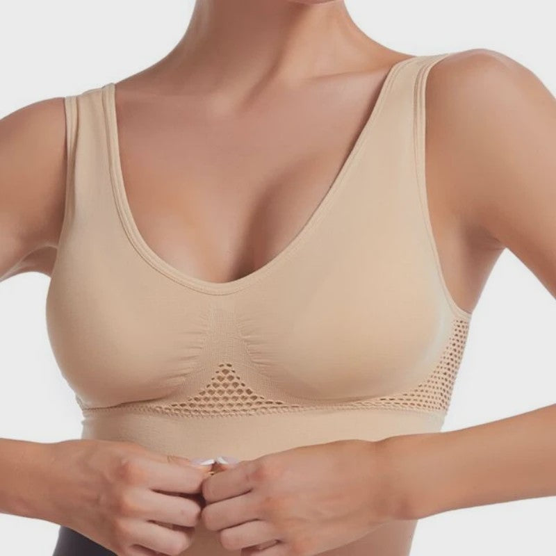 Plus Size Sportbeha met Ventilerende Mesh Inzet en Schokdemping - Zonder Beugel - S-7XL