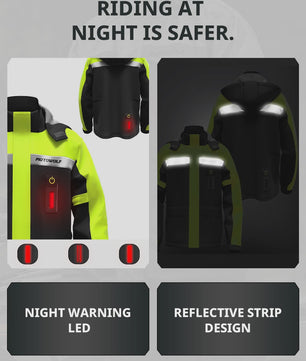 Motor Regenpak met LED Waarschuwing & Reflectie - Waterdicht & Ademend