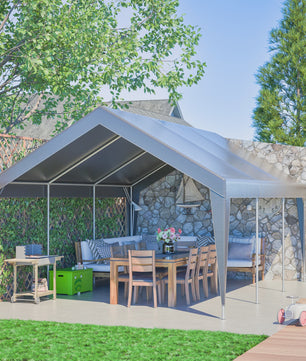 6x4x3m All-Weather Tent - Waterdichte Garage, UV-bescherming, Roll-Up Ramen - Grijs
