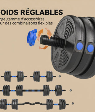 Verstelbare Dumbbell Set 25 kg - 3-in-1 Halter Kit met Barbell Optie