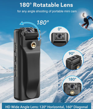 BOBLOV A22 Mini Bodycam 1080P HD met Nachtzicht en 180° Draaibare Lens