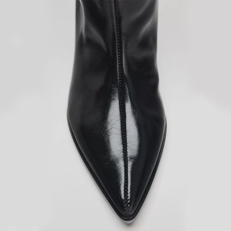 Dames Laarzen met Hoge Hak en Puntige Neus - Stijlvolle Lange Laarzen voor Herfst & Winter