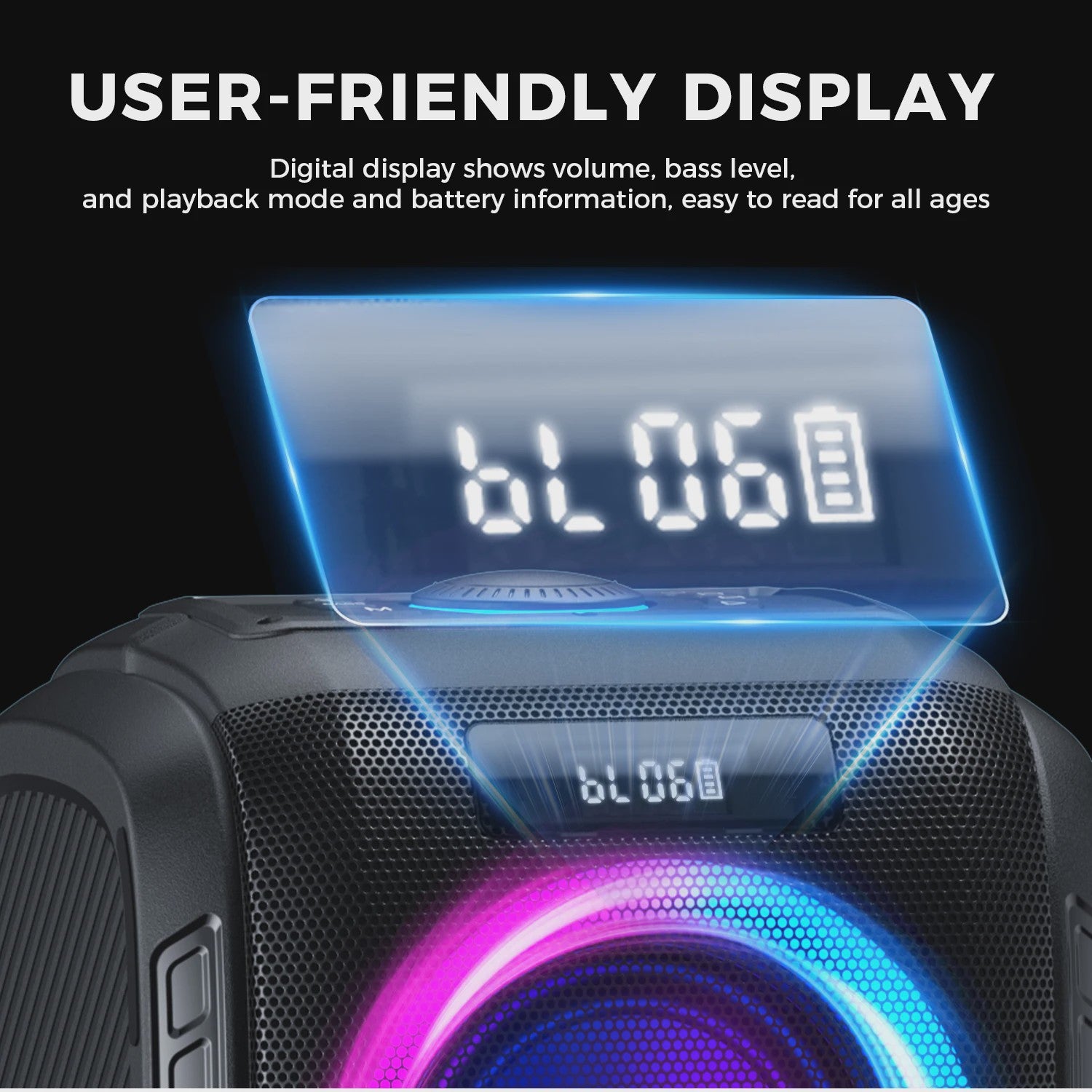 W-KING 250W Krachtige Party Bluetooth Speaker met 120dB Geluid, 12 Custom Bass & Draagbaar Ontwerp - Bluetooth 5.3