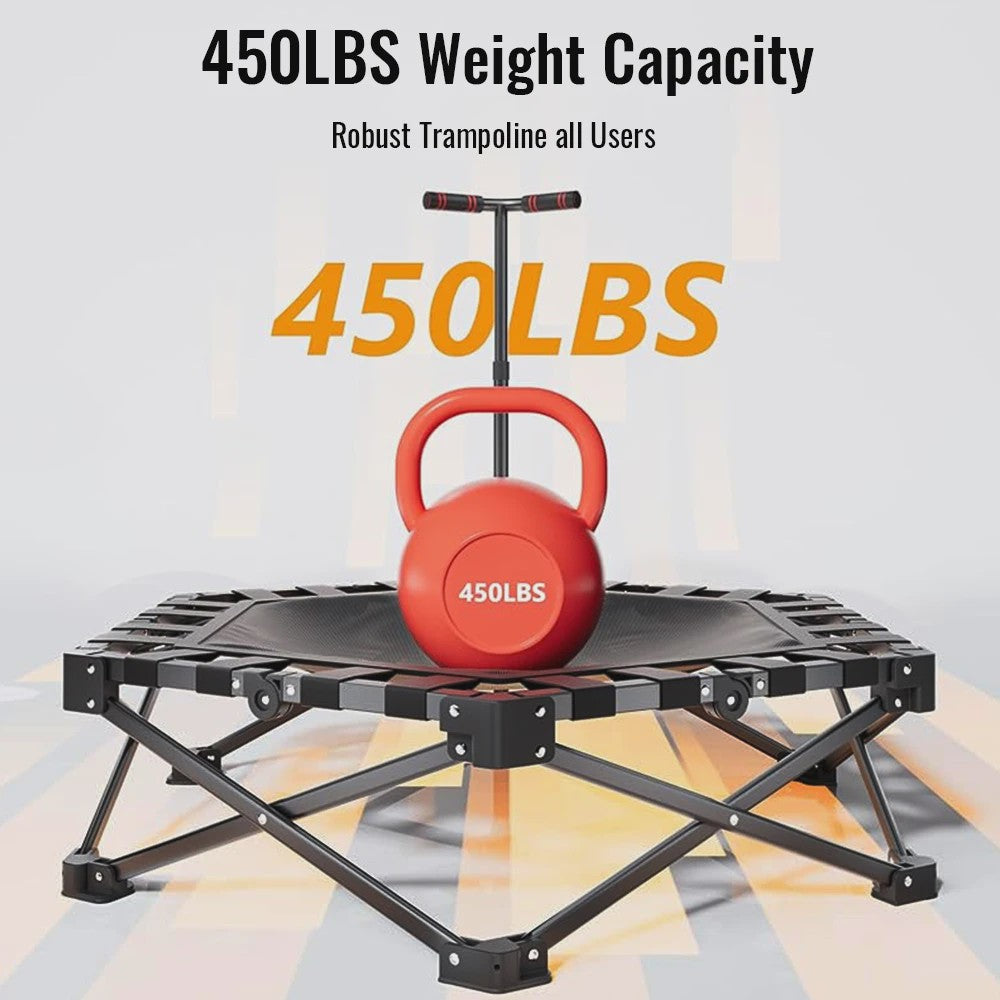 Opvouwbare Fitness Trampoline Mini Rebounder met Verstelbare Handgreep - Indoor/Outdoor