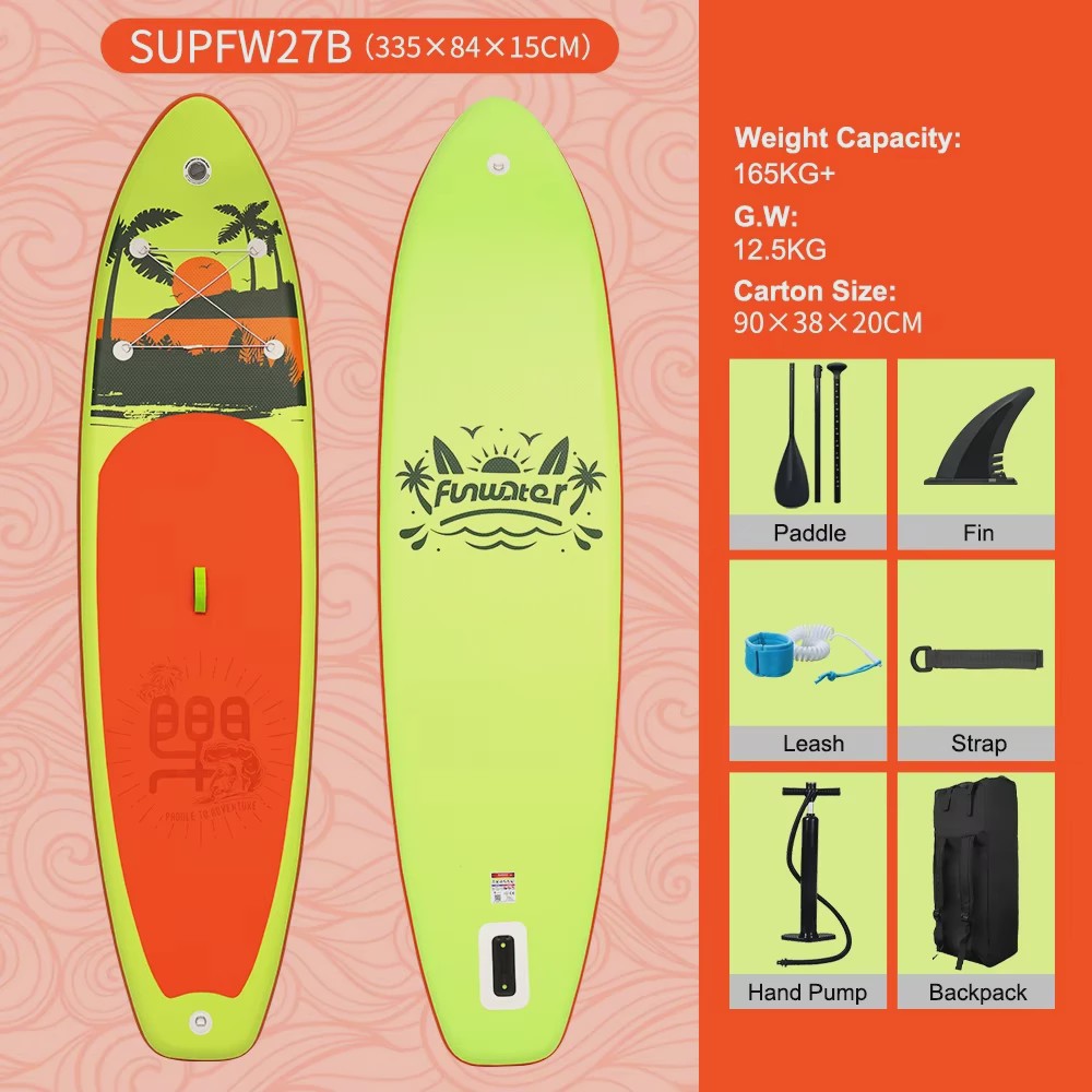 FunWater Opblaasbaar SUP Board 335x84x15cm - Anti-slip, Complete Set