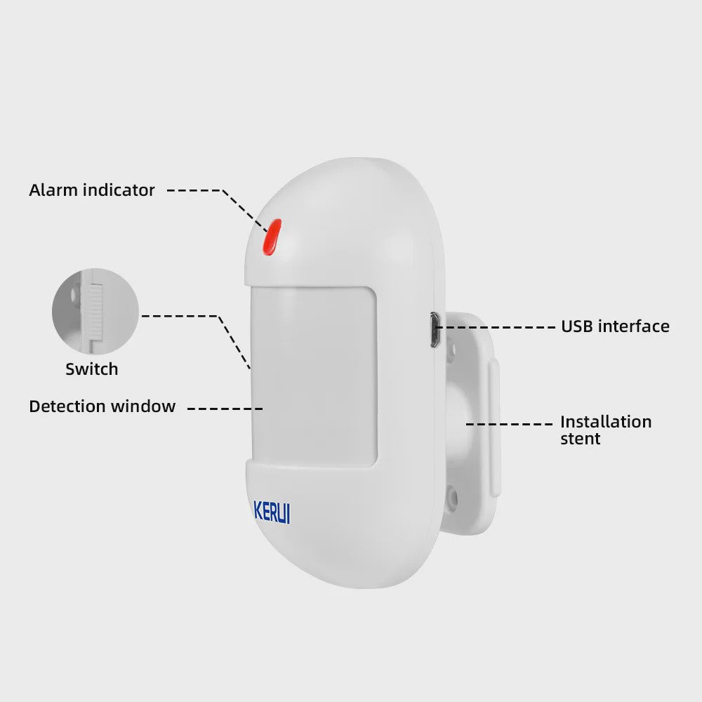 Draadloze PIR Bewegingsmelder met Batterij voor KERUI Home Security Alarm Systemen
