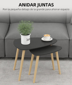 Set van 2 Nesting Salontafels met Houten Poten - Modern en Natuurlijk