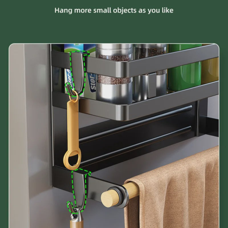 Magnetische Koelkast Organizer met 2-3 Lagen, Keukenopslag en Handdoekhouder
