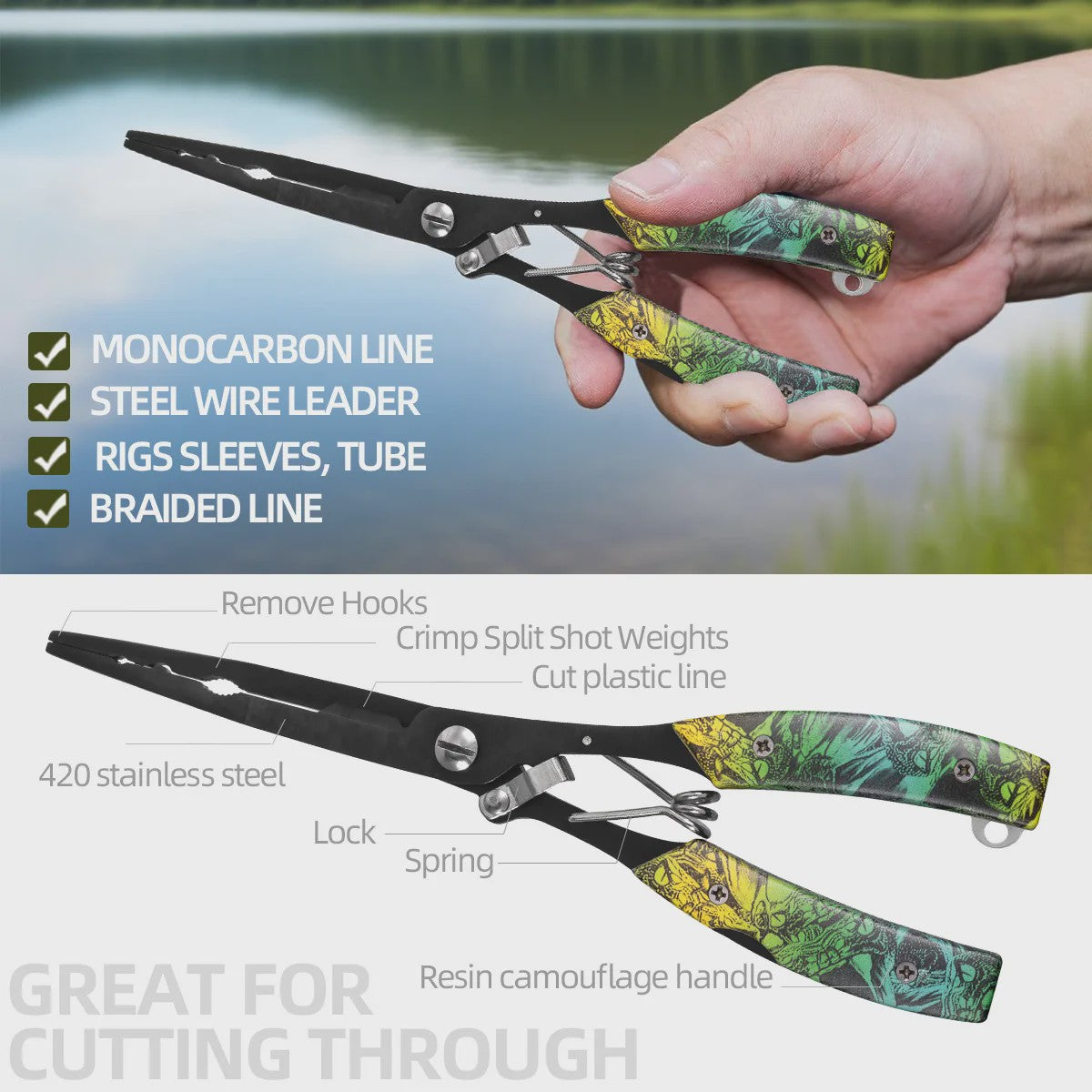 Multifunctionele Visset: RVS Pliers, Lijnknipper & Fish Grip - Zoutwaterbestendig