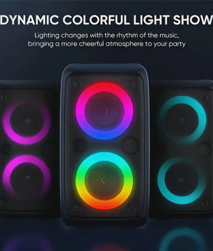 Draagbare Karaoke Bluetooth Speaker met Microfoon, FM Radio & LED Lichtshow
