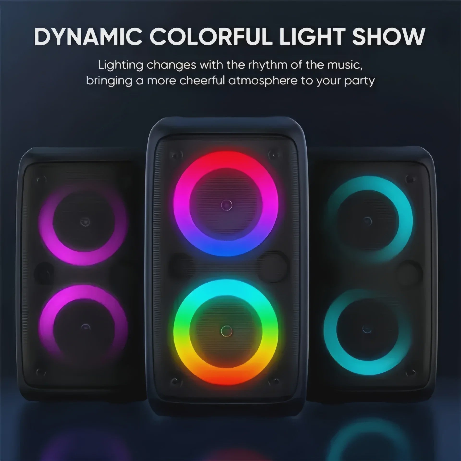 Draagbare Karaoke Bluetooth Speaker met Microfoon, FM Radio & LED Lichtshow
