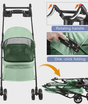 2-in-1 Honden- en Kattenbuggy met Afneembare Reiswieg - Tot 10 kg