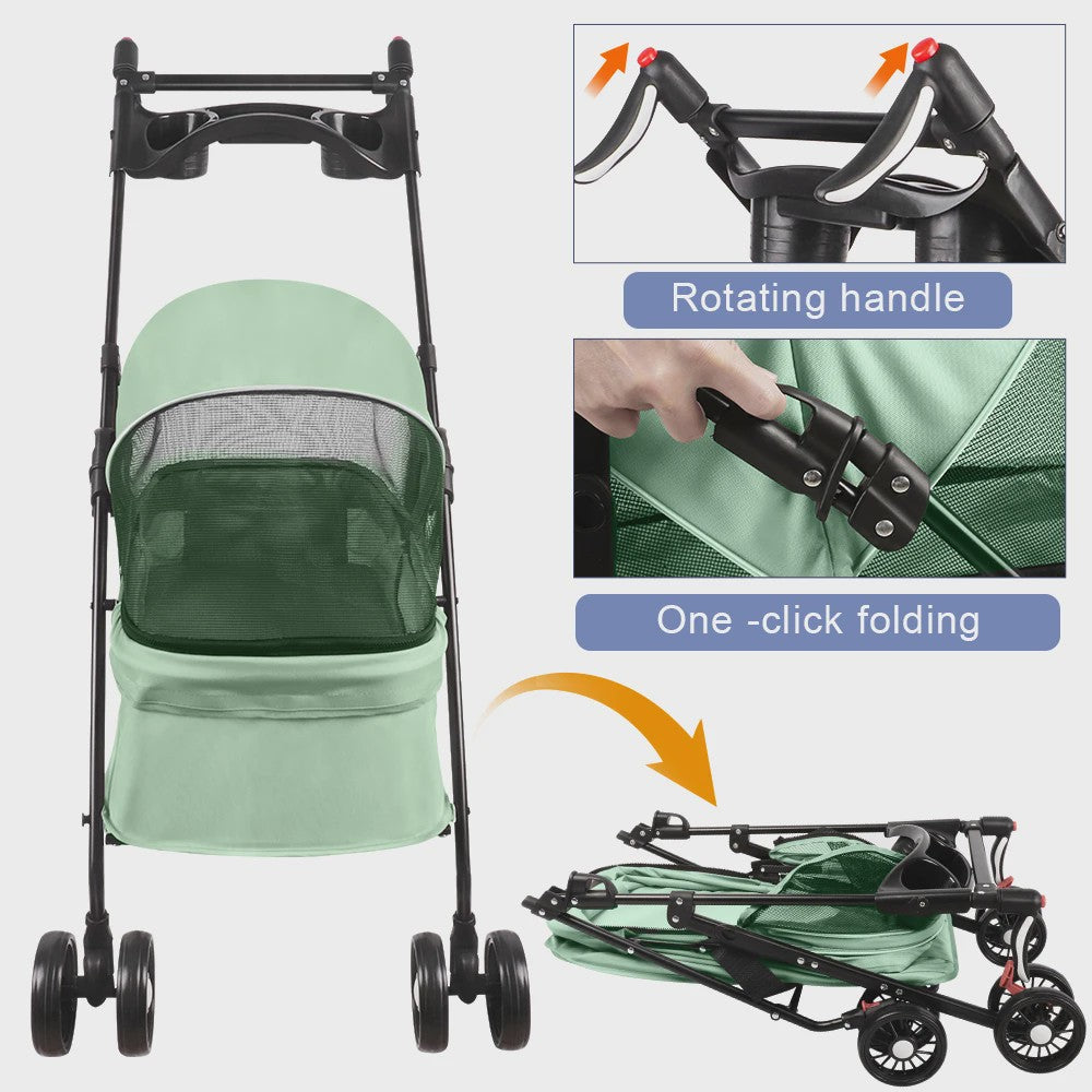 2-in-1 Honden- en Kattenbuggy met Afneembare Reiswieg - Tot 10 kg