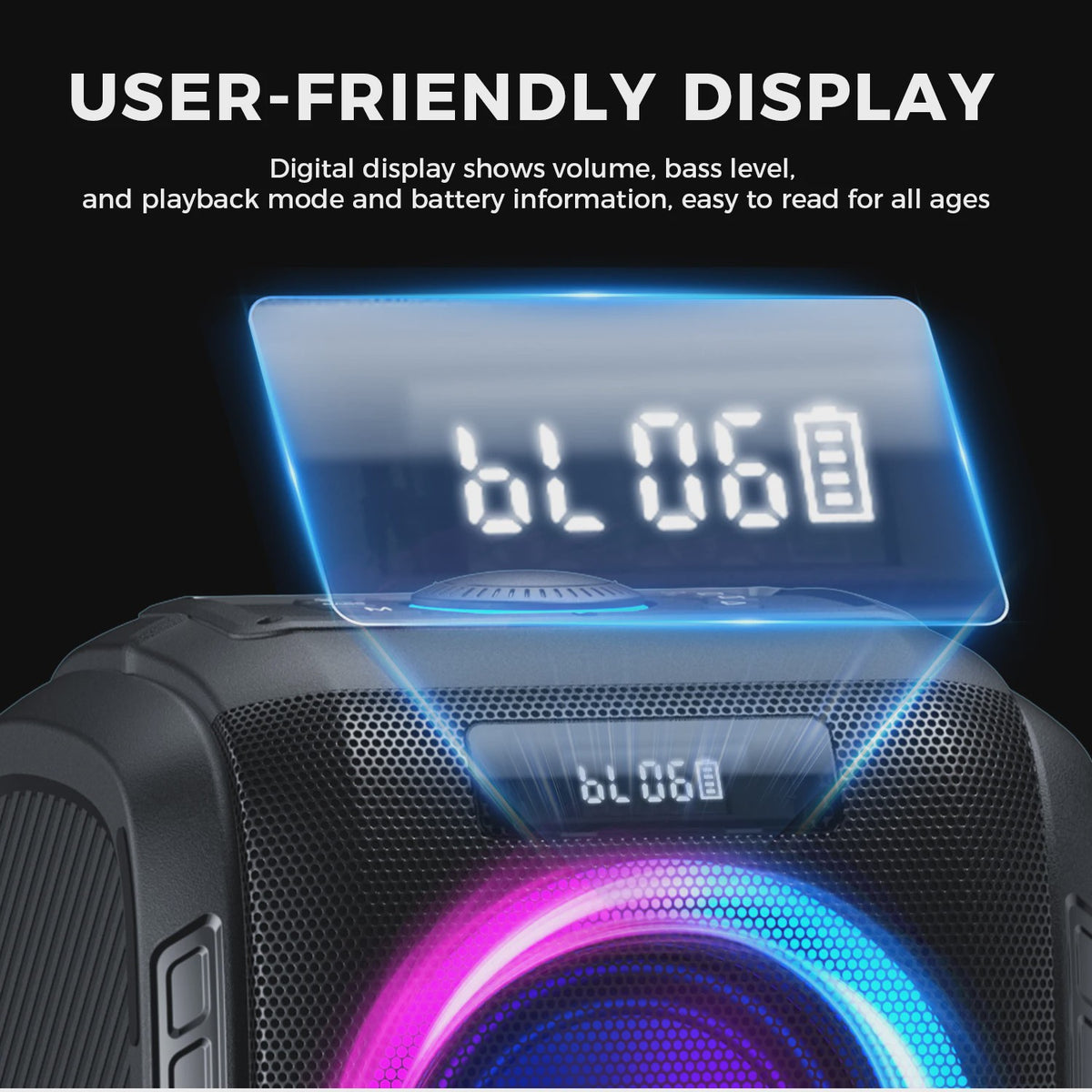 W-KING 250W Peak Grote Bluetooth Speaker - Krachtig 120dB Geluid & 12 Custom Bass