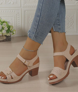 Dames Sandalen met Blokhak en Verstelbare Band - Comfortabele Zomer Schoenen