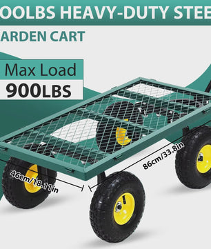 Robuuste Tuinwagen 900lbs / 408kg - Kantelbaar, Afneembare Zijkanten, 360° Draaibaar