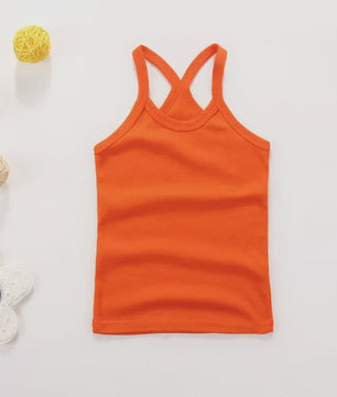 Zomers Katoenen Meisjes Hemdje Mouwloos Effen Kleur T-shirt Casual Kleding 2-12 Jaar