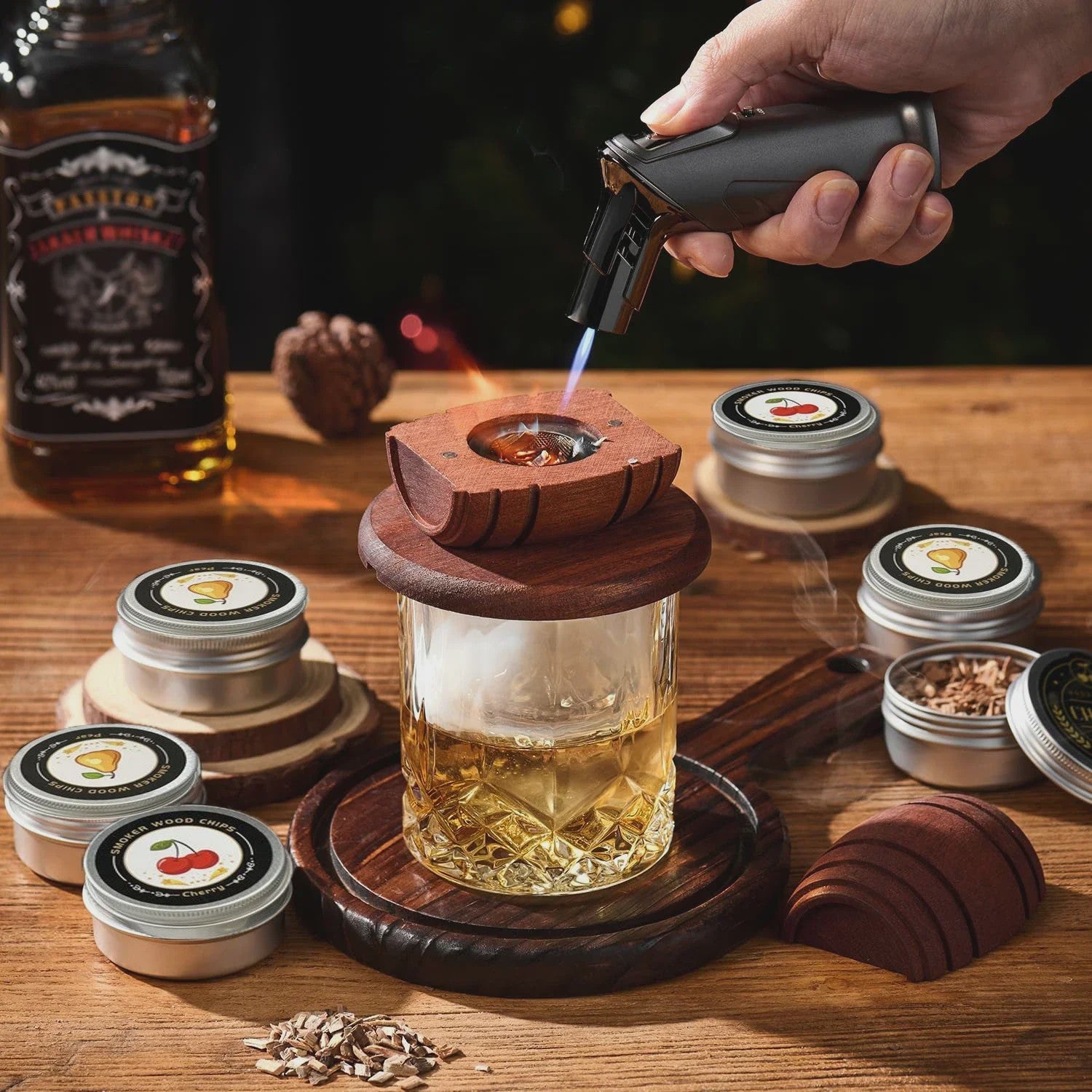 Whiskey Smoker Kit met 6 Houtspaanders - Cocktails & Old Fashioned Infuser