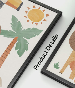 Boho Jungle Safari Dieren Canvas Muurdecoratie - Leeuw, Olifant, Luipaard & Regenboog Posters voor Kinderkamer