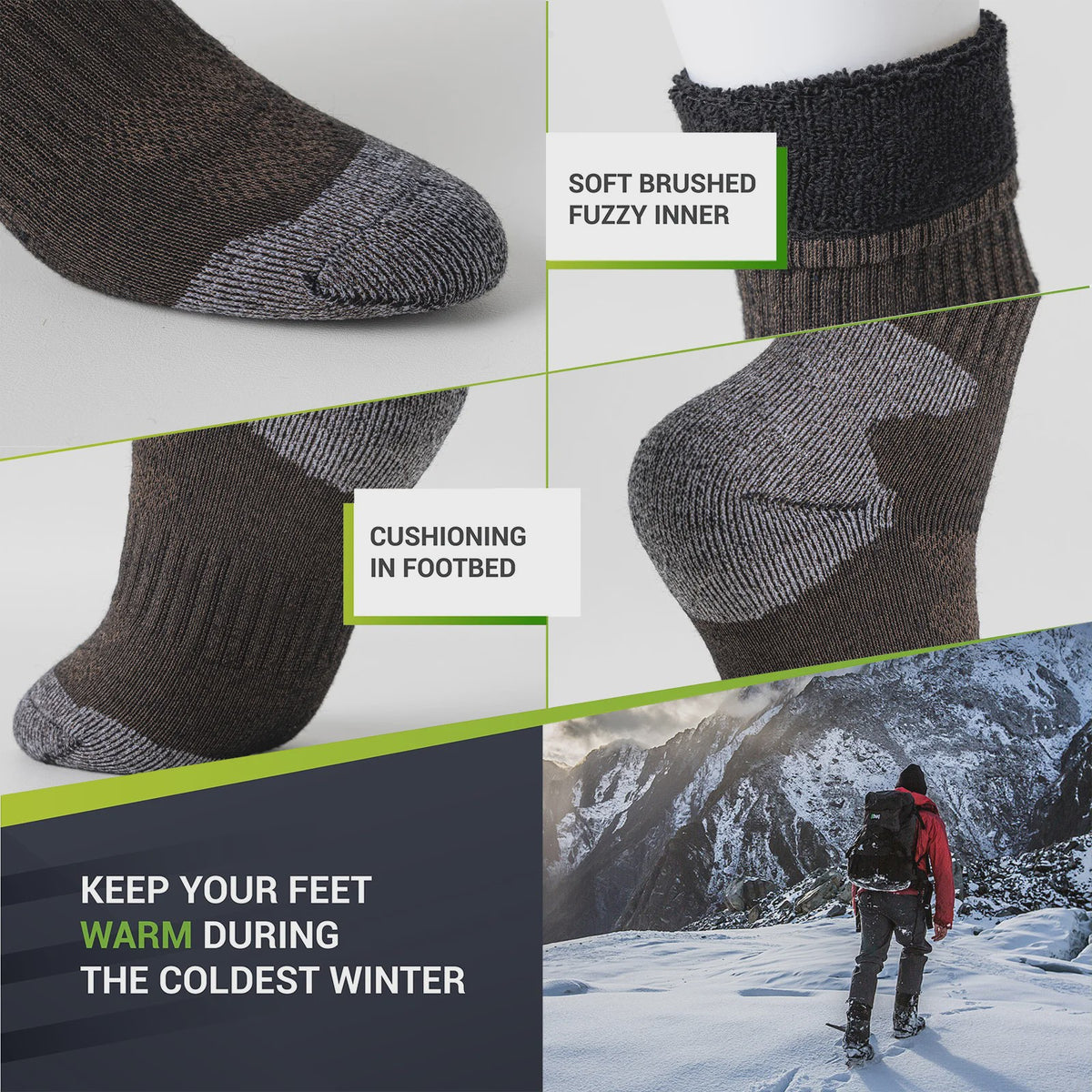 5 Paar Merino Wol Wandelsokken - Warm, Ademend & Compressie voor Heren & Dames