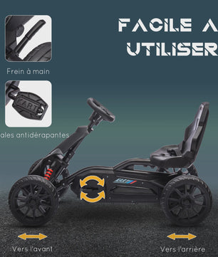 Homcom Children's Pedal Go-Kart, Child's Go-Kart, with 4-Position Adjustable Seat, Silent Eva Wheels, 100 X 58 X 5