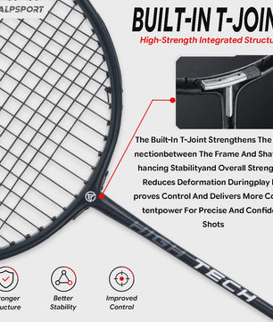 ALPSPORT RR Carbon Fiber Badminton Racket Set (2 stuks) - Offensief, 26LBS, Inclusief Tas & Shuttlecock - Ideaal voor Tieners
