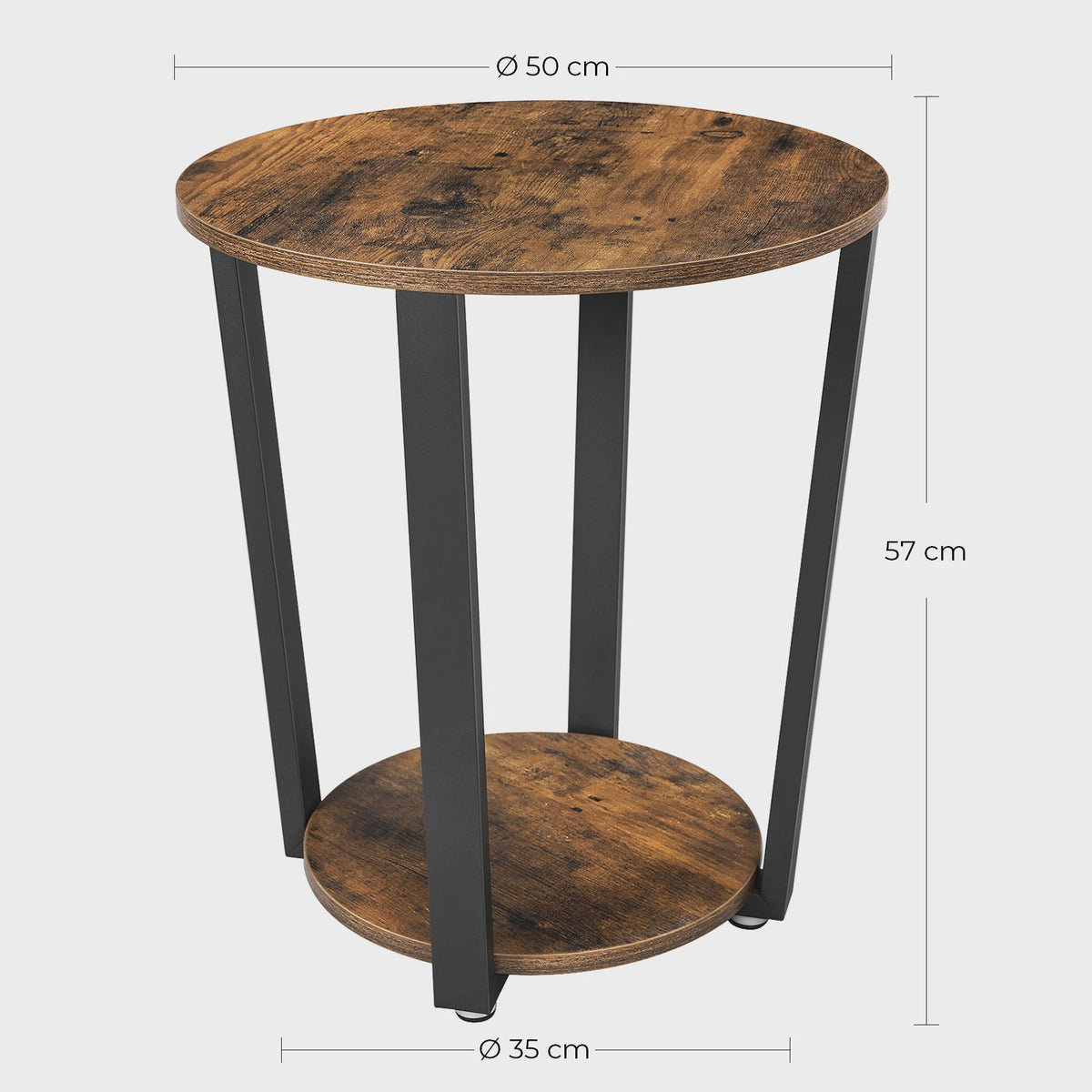 Ronde Bijzettafel met Stalen Frame - 50x50x57 cm - Stijlvol en Stevig