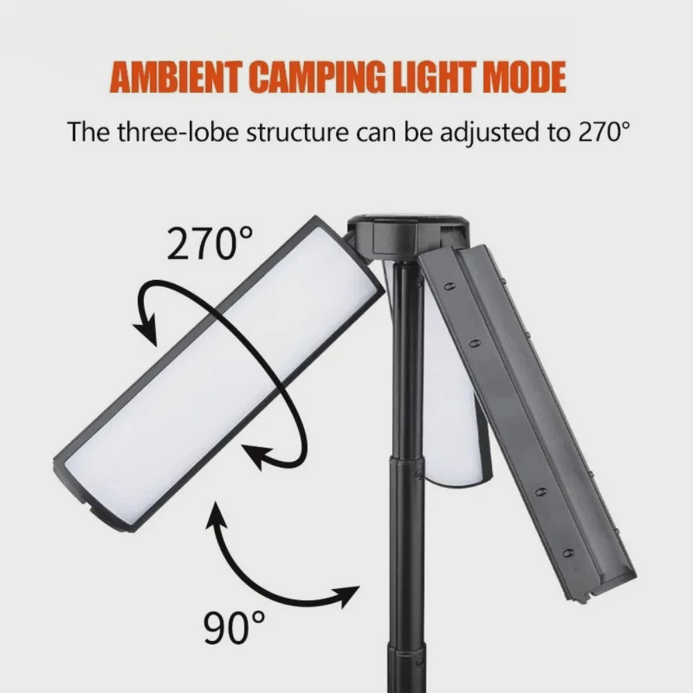 Multifunctionele Oplaadbare Campinglamp & Zaklamp met Haak - Telescopisch
