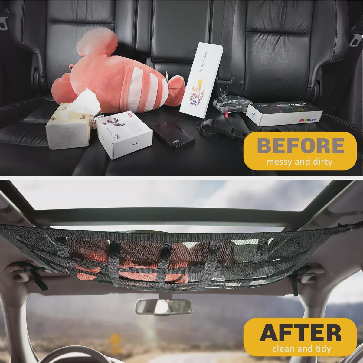 Universele Dak Opbergnet voor Auto - 90x65cm - Anti-doorzakken - Organiseer Bagage in SUV/Van