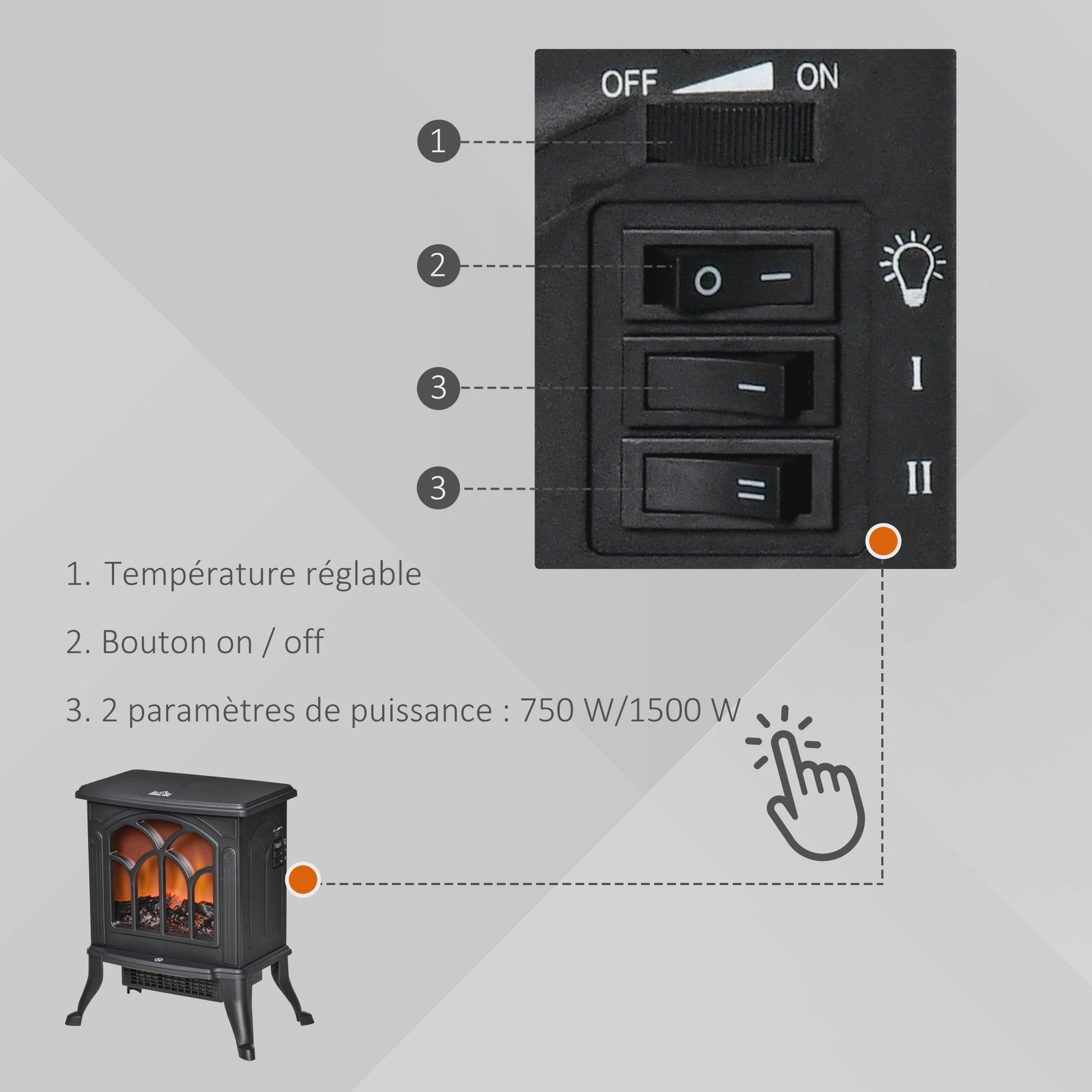 Elektrische Sfeerhaard op Voet - Decoratief met LED Vlammen & 1500W Vermogen
