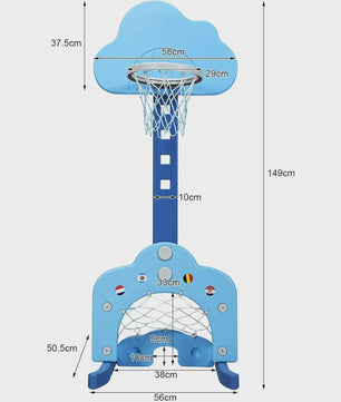 3-in-1 Kinder Speeltoestel: Basketbal, Voetbal & Golf met Verstelbare Hoogte