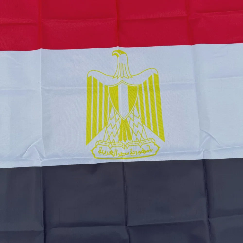 Egyptische Vlag 150x90cm met Adelaar - Duurzaam Polyester voor Binnen en Buiten